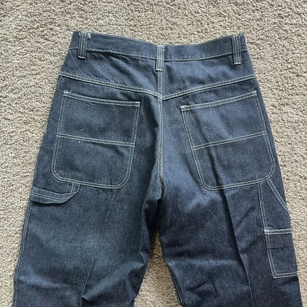 Vintage Y2K FUBU Platinum Denim Embroidered Jeans Baggy Wide Leg Sz 34